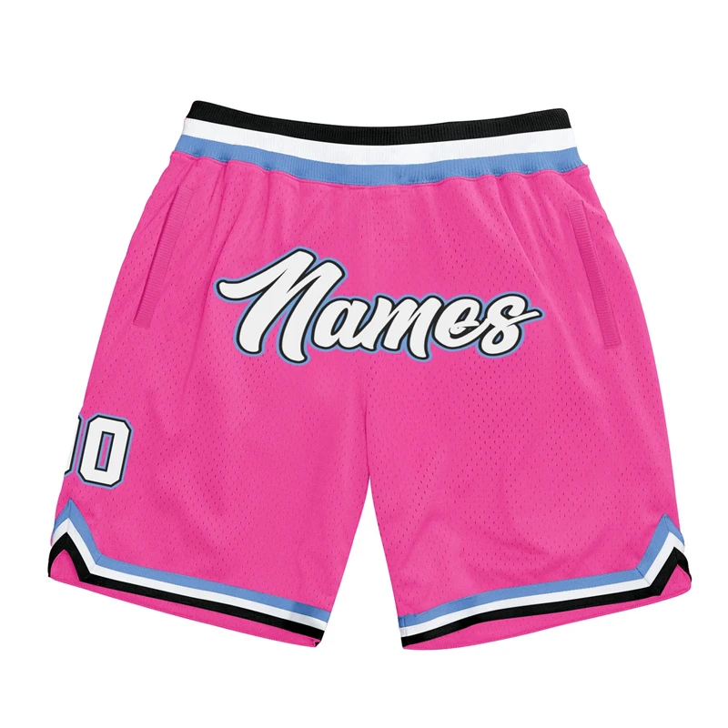 

Fashion Pink DIY Basketball Shorts For Men Custom Team Name Number Logo Sports Short Pants Loose Streetwear Kids Beach Shorts