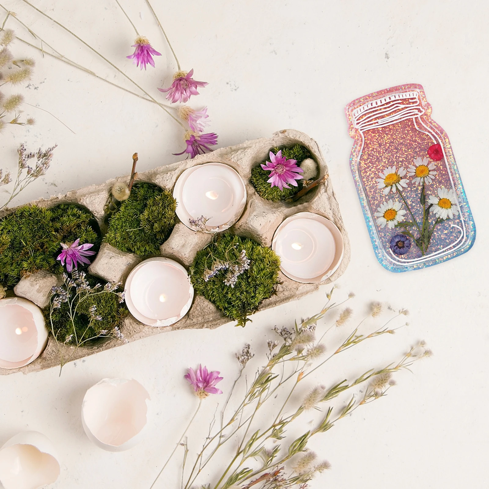 

Crystal Epoxy Mold Bottle Casting Silicone DIY Pendant Candles Holder Mason Jar Silica Gel for Jars Tray