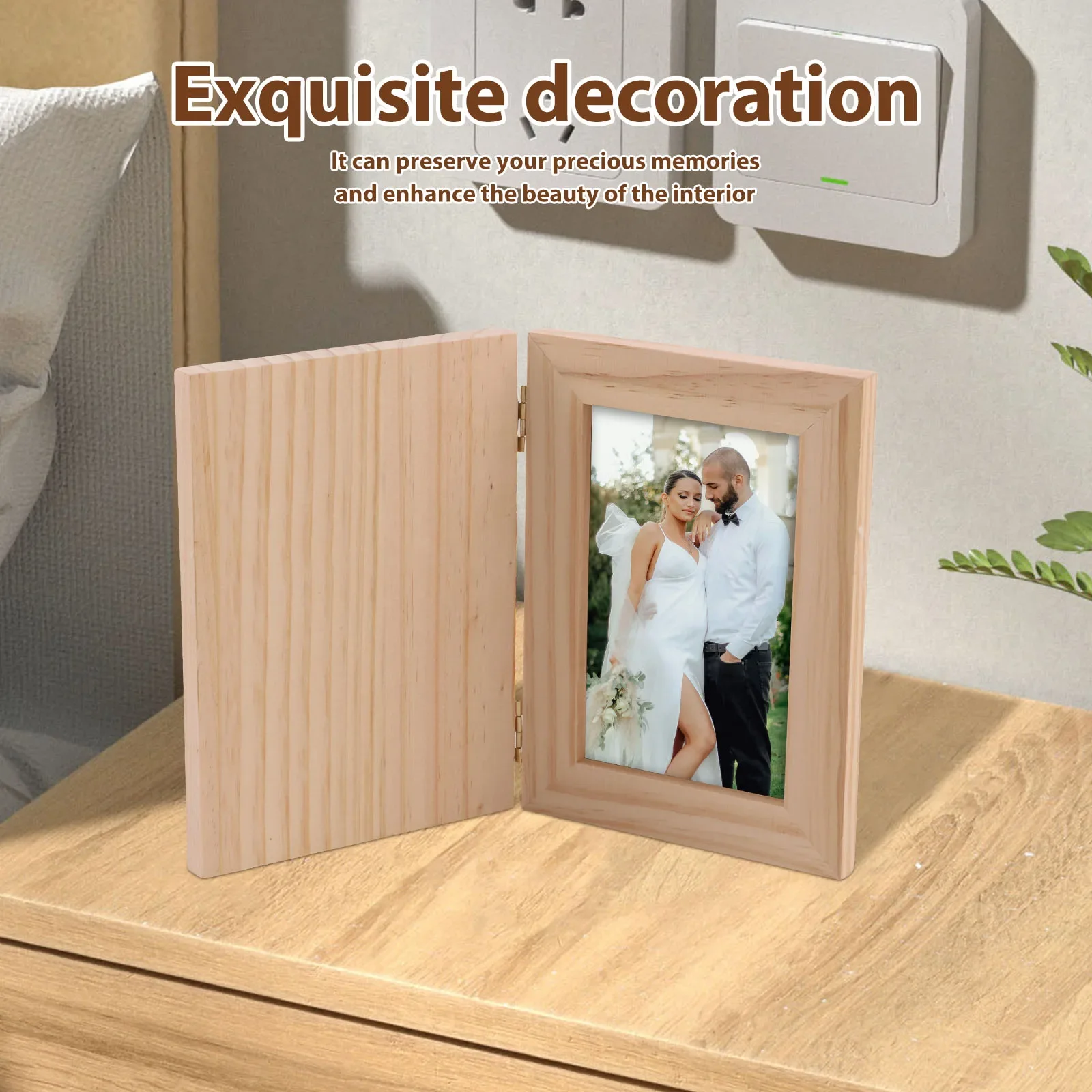 2Pcs Wooden Photo Frame Safe Solid Wood Picture Frame Practical Baby Photo Display for Home Desktop Wedding Picture