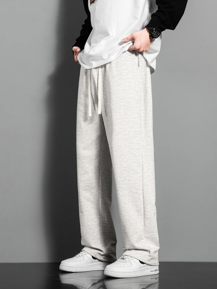 

Autumn New Men's Casual Pants Drawstring Loose Wide Trousers Comfortable Solid Color Classic Straight Sweatpants