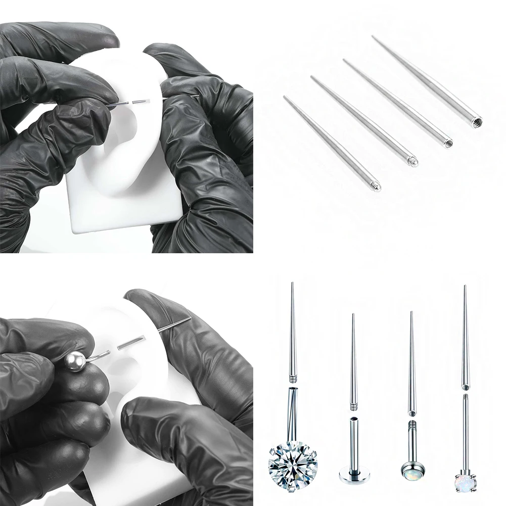 Size 1.2/1.6mm Insertion Thread Pin Stretch Kit Tool External Taper Needle Puncture Rod Titanium Piercing Needles