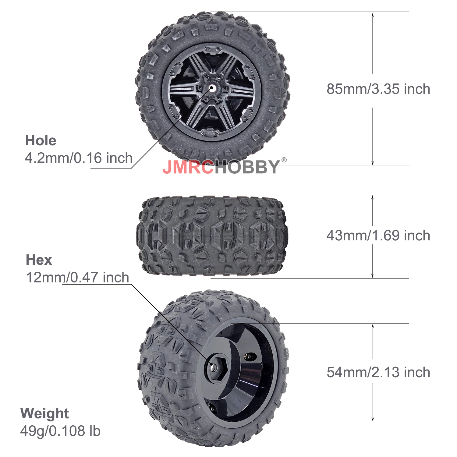 4PCS 85x43-54 SCY16102Pro 16104 Pro SG116 Pro MJX Hyper Go16208 H16BM 14210 H14BM Wltoys124017 124008 RC Car Off Road Wheels