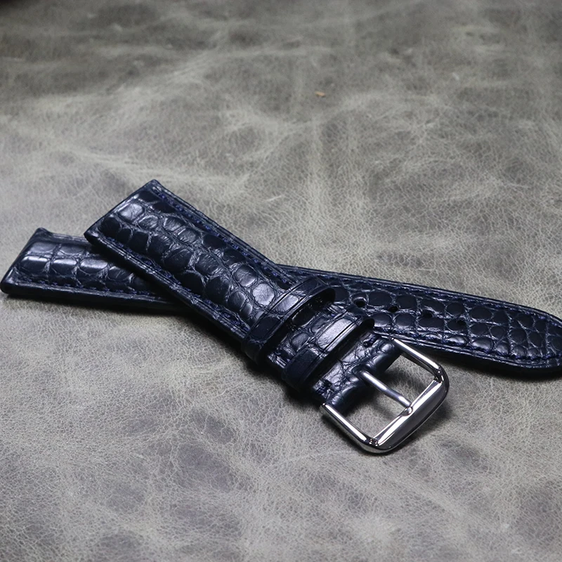 Dark Blue Crocodile Leather Replacement Watchbands Alligator Grain Watch Band Bracelet 20mm 21mm 22mm Dermal Strap Men Belt