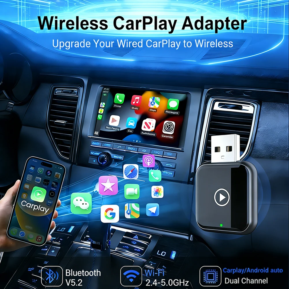 Mini Kabelloser Carplay-Adapter für iPhone - Carplay Wireless Adapter Car Play Dongle, Kabelgebunden zu Kabellos, Kompatibel mit iPhone I – Detail 4