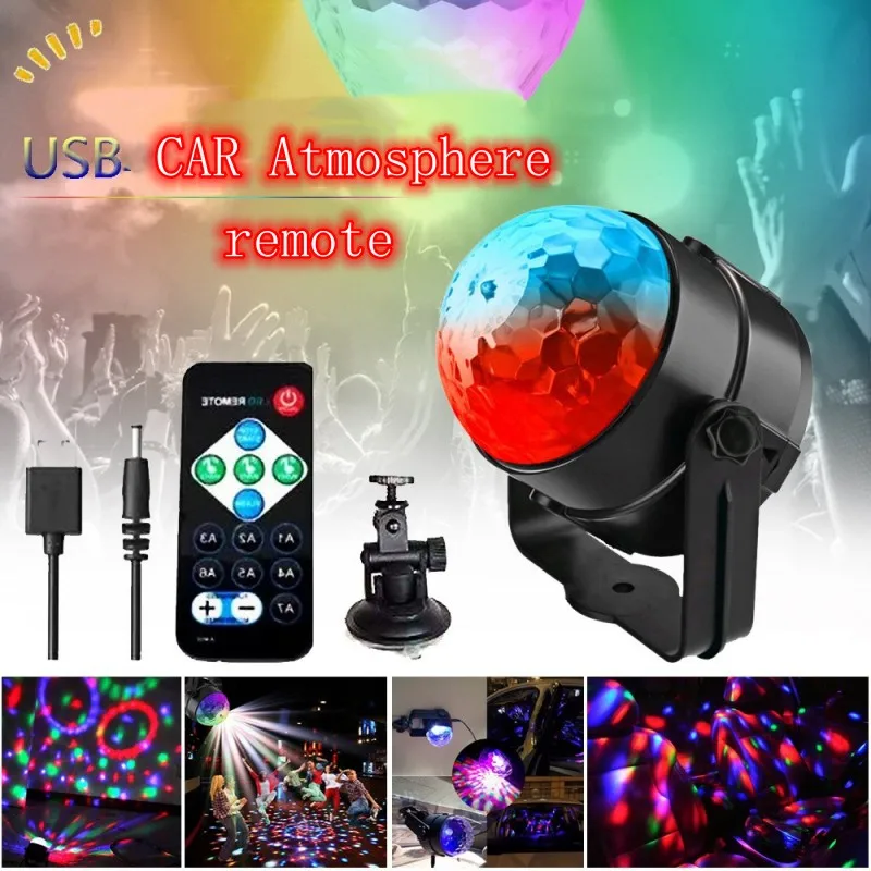 MINI LED Magic Ball Light telecomando Sound Control crystal magic ball RGB rotante DJ Ball Party Stage Lights Car Atmosphere Light