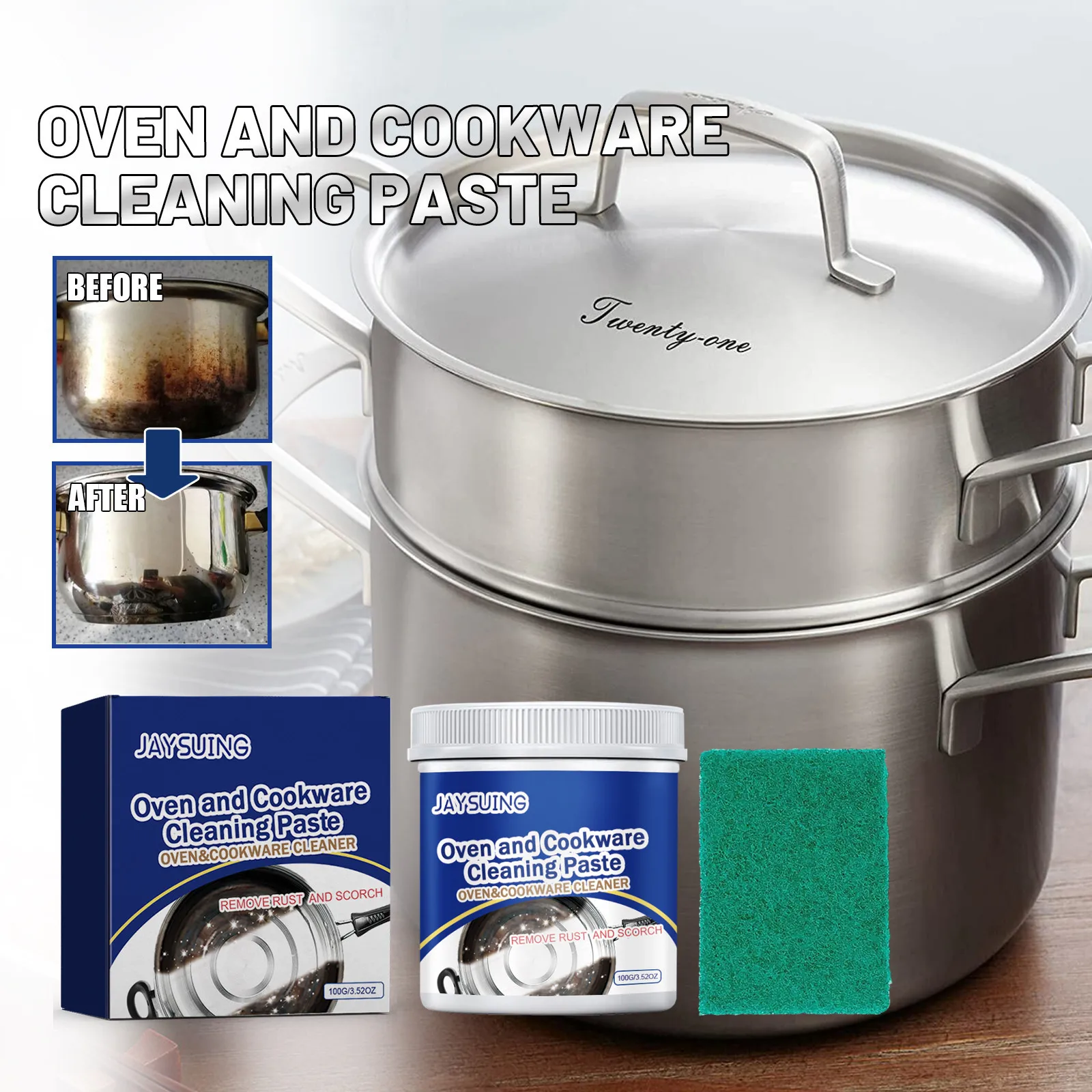 Stainless Steel Cleaning Paste Household Oven Cookware Cleaner Suitable for Pot Bottoms Hoods