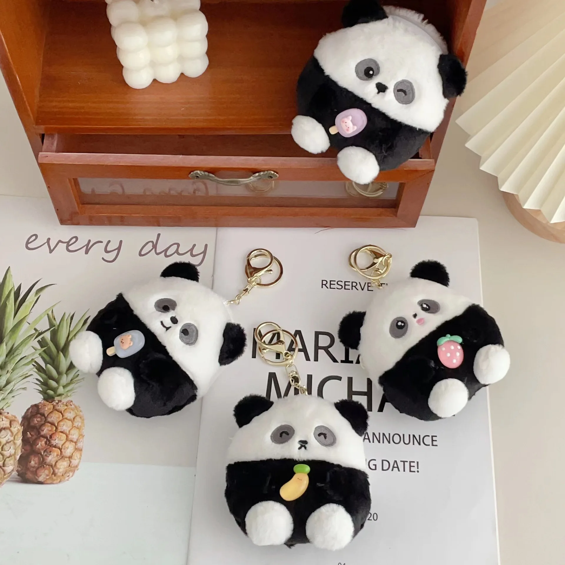 

new popular Cute exquisite Lovely Plush Panda doll plush zero wallet cartoon small gift keychain earphone bag birthday gift