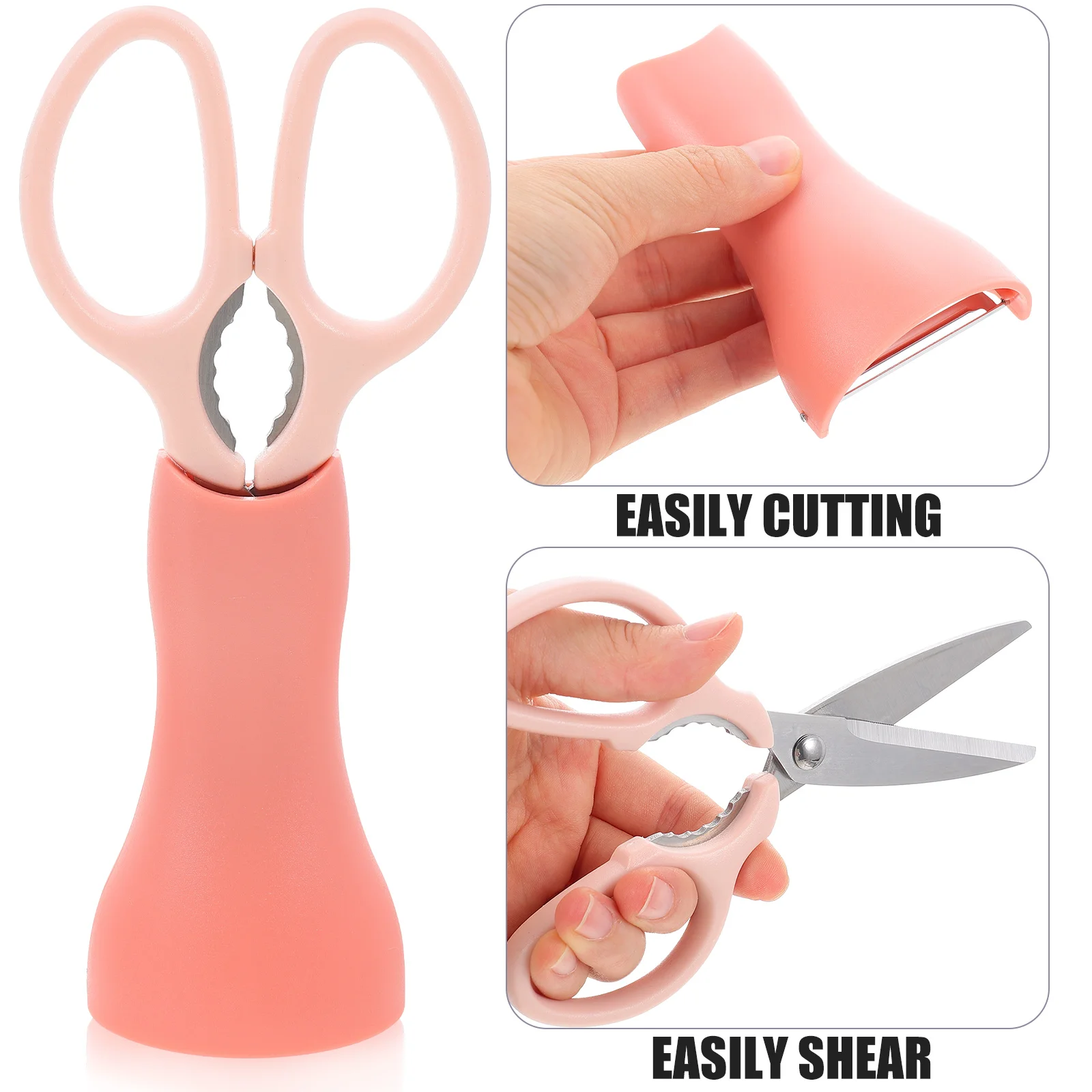 

Stainless Steel Baby Food Scissors Pink Wear Resistant Kitchen Shear Reusable Vegetable Tool Multi Function Food Preparation