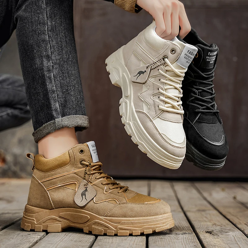 جديد الخريف/الشتاء عالية الجودة الرجعية النمط البريطاني أحذية رجالية-في الهواء الطلق أحذية العمل غير رسمية وأحذية المشي لمسافات طويلة مقاومة للاهتراء عدم الانزلاق
