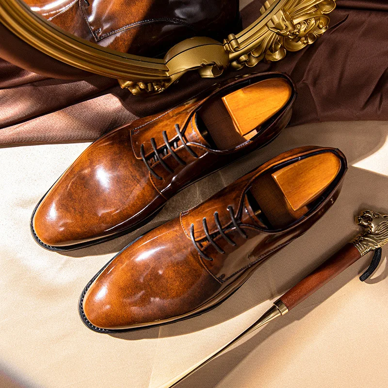Patent Leather Mens Dress Shoes Luxury Handmade Quality Comfortable Autumn New Fashion Genuine Leather Formal Party Shoes Male
