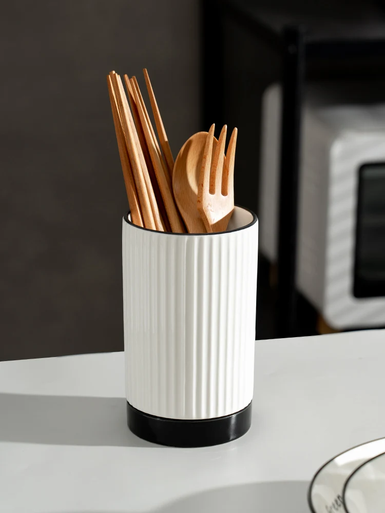 Onlycook Ceramic Kitchen Chopsticks Holder Draining Spoon Storage Bucket Simple Design Dining Utensils Organizer