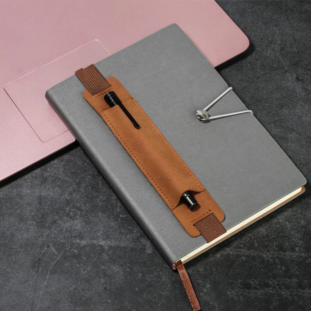 

5pcs Holder Elastic Band PU Notebook Sleeve Protective Cover Black Brown Blue Pen Holder For Notebook Gray Red