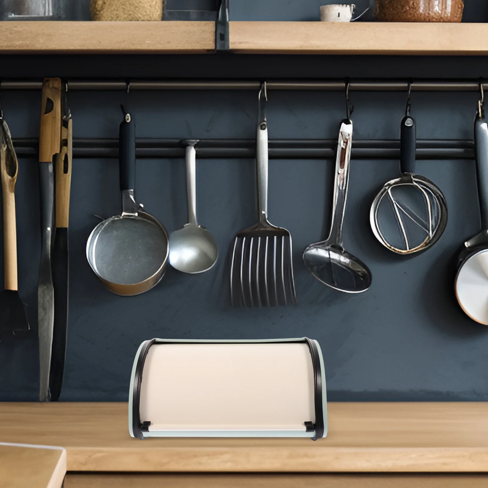 

Металлическая коробка для хлеба, большая емкость, винтажная рулонная верхняя крышка, контейнер для хранения кухонной столешницы для домашнего хлеба, хранитель свежести