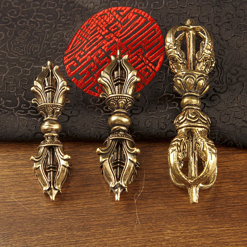 ornament, five-pronged demon-subduing , enlarged vajra, Tibetan-style tabletop decoration, brass handicraft