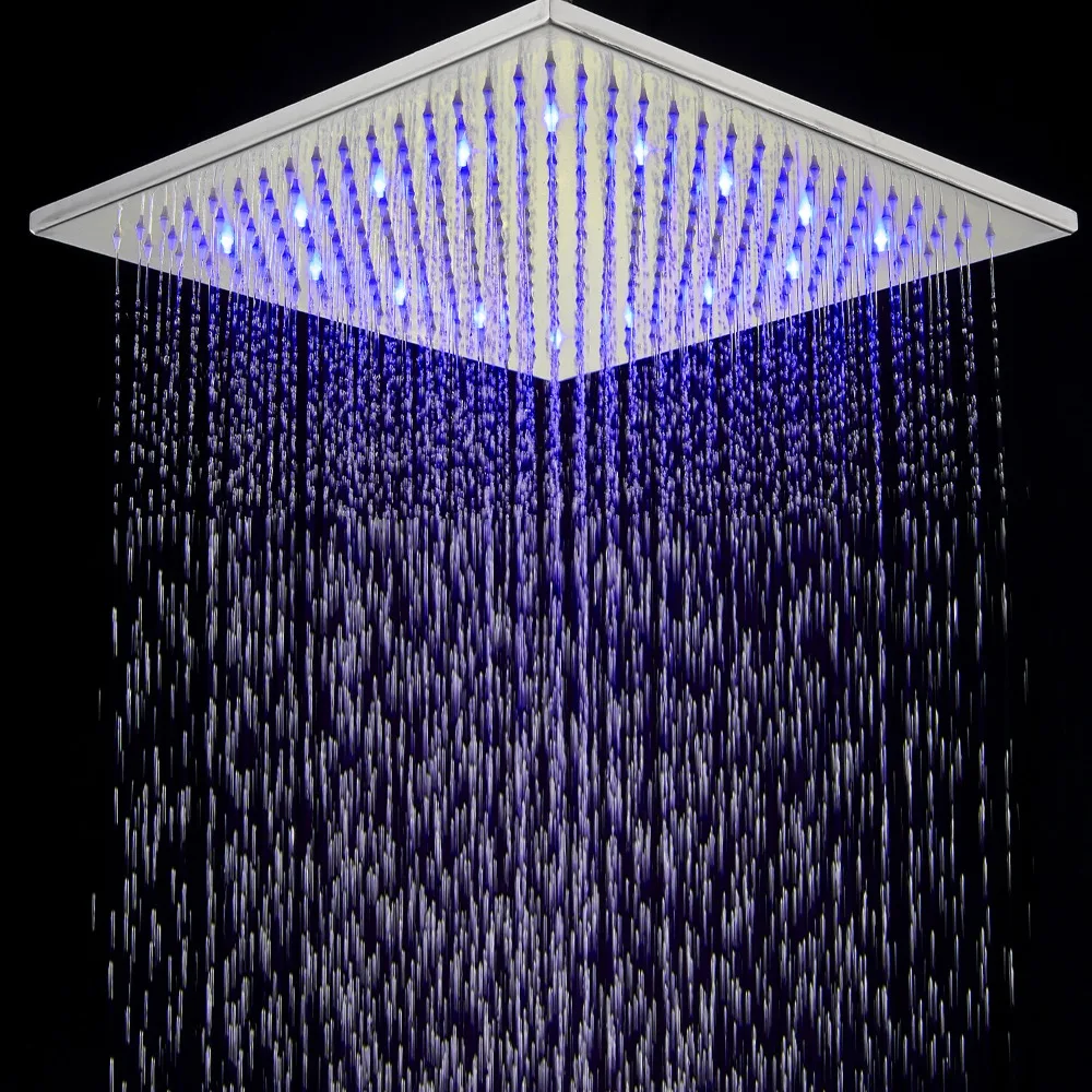 

8 "10" 12" 16" светодиодная насадка для душа с квадратным матовым никелевым верхом и дождевой насадкой