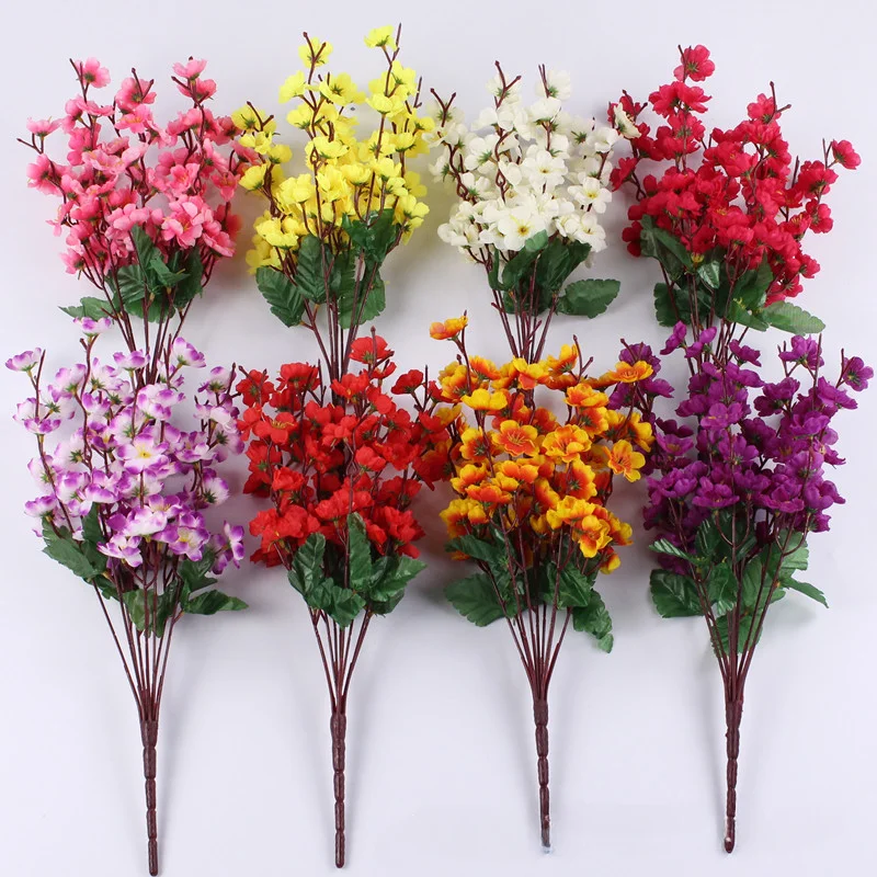 

Plastic plum blossom branch, 9 fork, fake flower branch, indoor plant wall decorative flower ornament, simulation, plastic