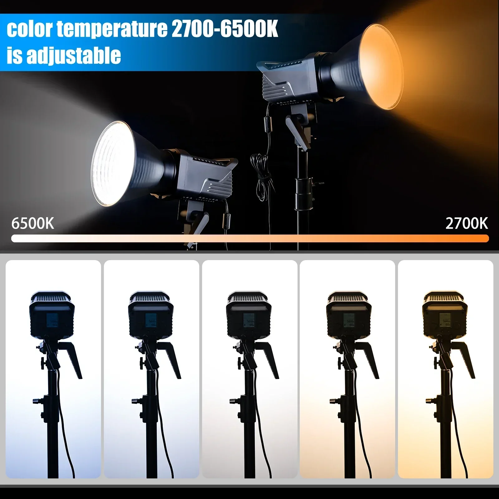 LUXCEO SL100D LED Video Light Bi-Color 2700-6500K 100W Bowens Mount Studio Lighting With APP Control For Professinal Photography