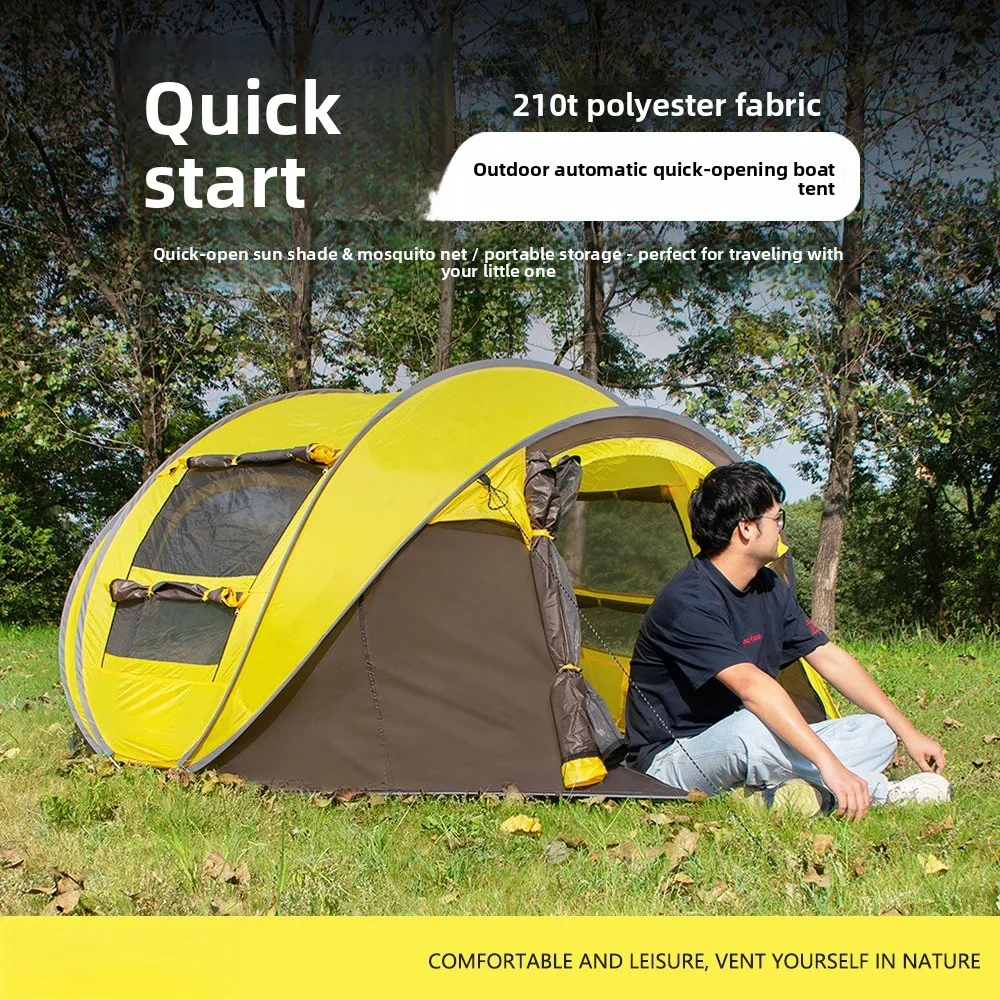 Outdoor Instant Pop Up Boat Shape Tent, Foldable Large Space Beach Camping Portable Tent