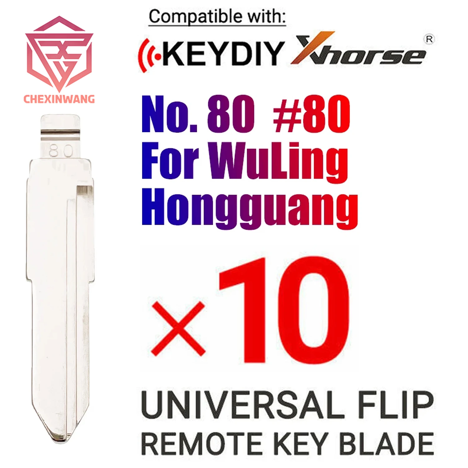 

10Pcs/Lot 80# Metal Universal Flip Folding Key Blade For Xhorse For KD Remote NO.80 Uncut Blade For WuLing Hongguang