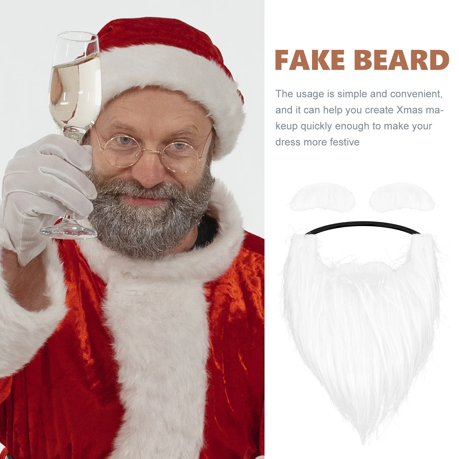 Sobrancelhas de barba de natal adereços falsos para homens acessórios de cabelo encaracolado bigode cosplay traje jesus