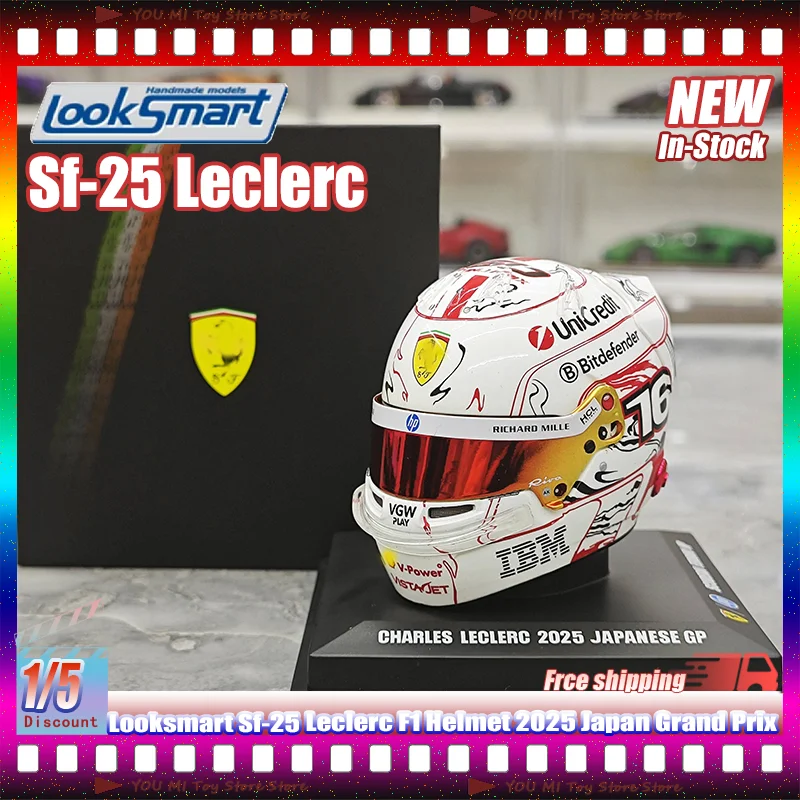 

New Stock 1:5 Looksmart Sf-25 Leclerc F1 Helmet 2025 Japan Grand Prix Simulation Miniature Resin Models Custom Collectible Gifts
