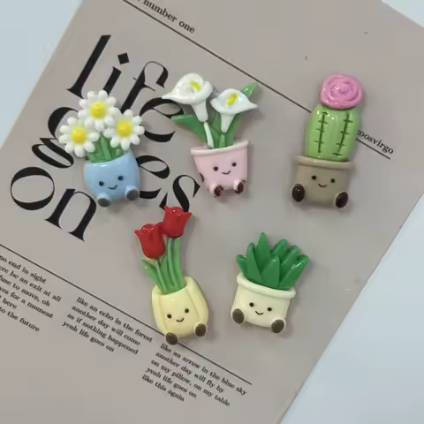 5pcs Potted Flower Fridge Magnets - Cute Decor for Fridge,Perfect Gift Idea for Thanksgiving, Mother's Day and Graduation