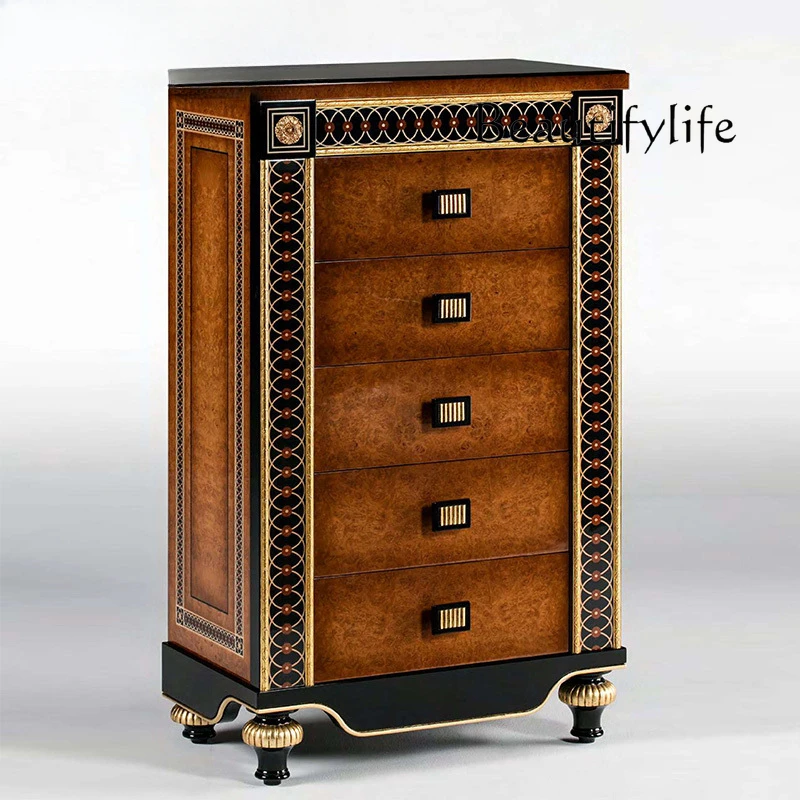 

European solid wood carving flower porch cabinet, bedroom storage chest of drawers, French style porch shoe cabinet