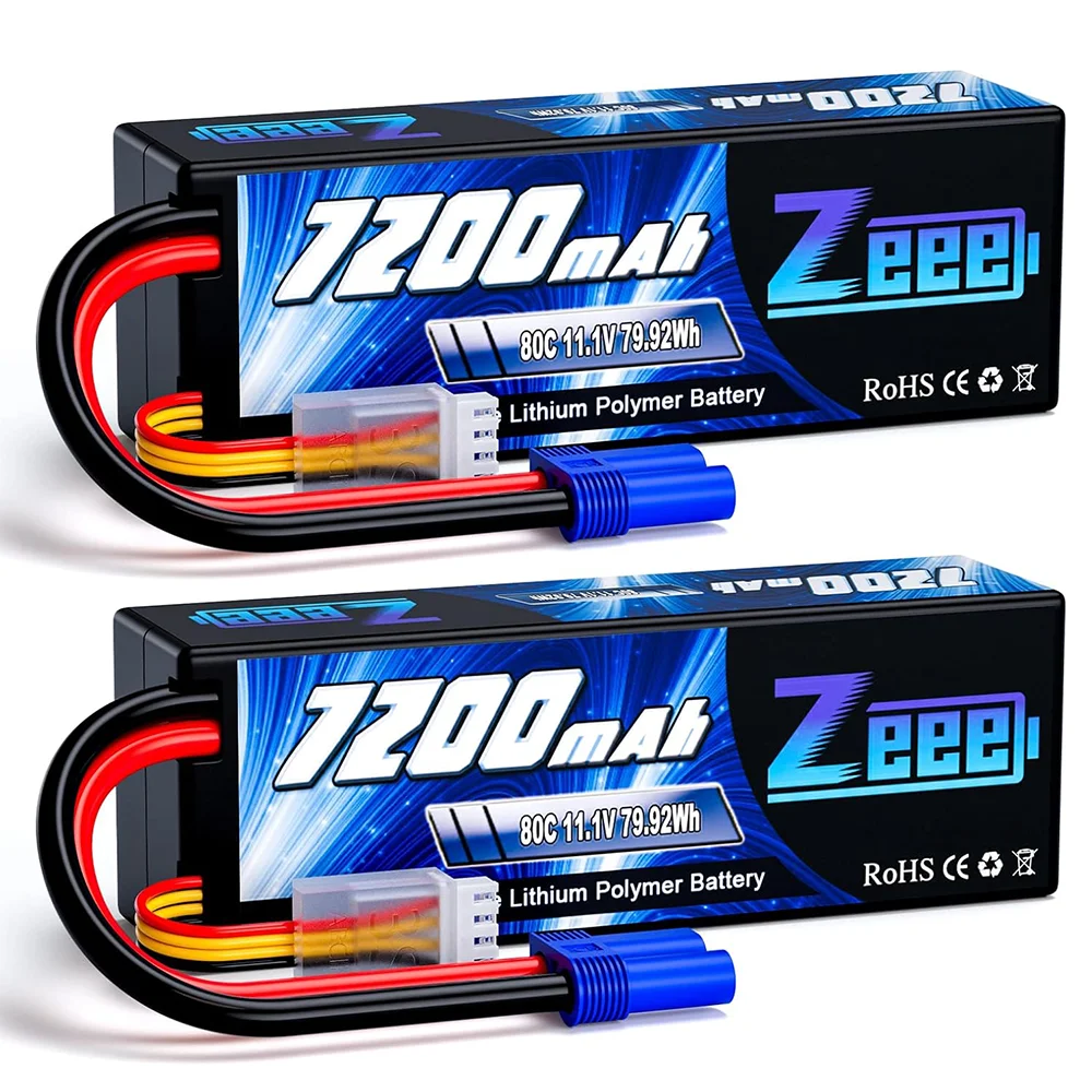 Zeee Lipo 3S 7200Mah Rc Auto 11.1V 80c Hardcase Met Ec5 Stekker Voor Rc Voertuigen Vrachtwagen Tanktrein Lipo Batterij Rc Hobby Model Onderdelen