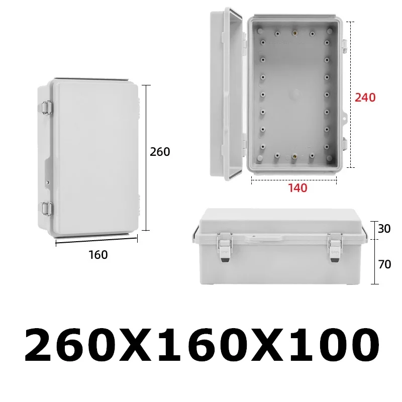 Gray Cover 260x160x100mm Waterproof Cable Storage Box Power Distribution Frame To Hold Din Rail Circuit Breakers Support DIY