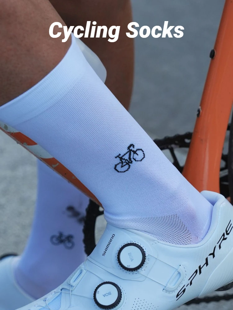 Bicycle Pattern Cycling Socks Spring And Summer Men's Women's Road Sports Trendy Breathable High Elasticity Wear-Resistant