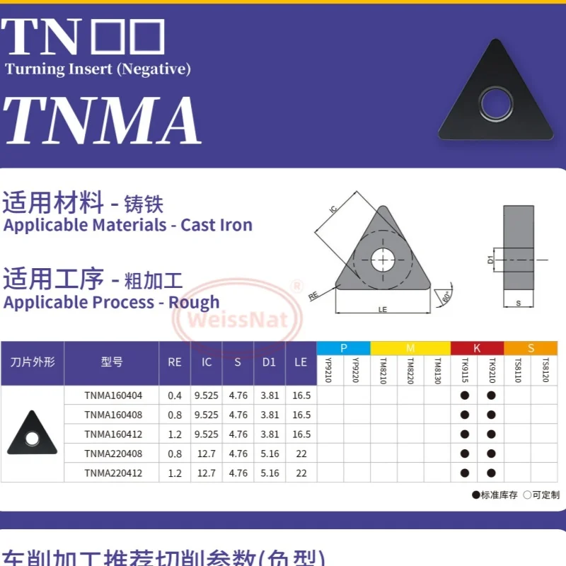 TNMA160404 TNMA160408 TNMA160412 TNMA220412 TK9110 TK9115 TK9210 Carbide Insert TNMA Inserts
