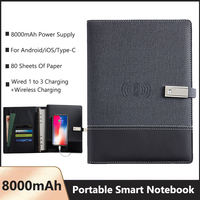 A5 Smart Notebook Wired /Wireless Charging Portable Power Bank 8000mAh for Student Designer Business Man Record Notes Bluetooth