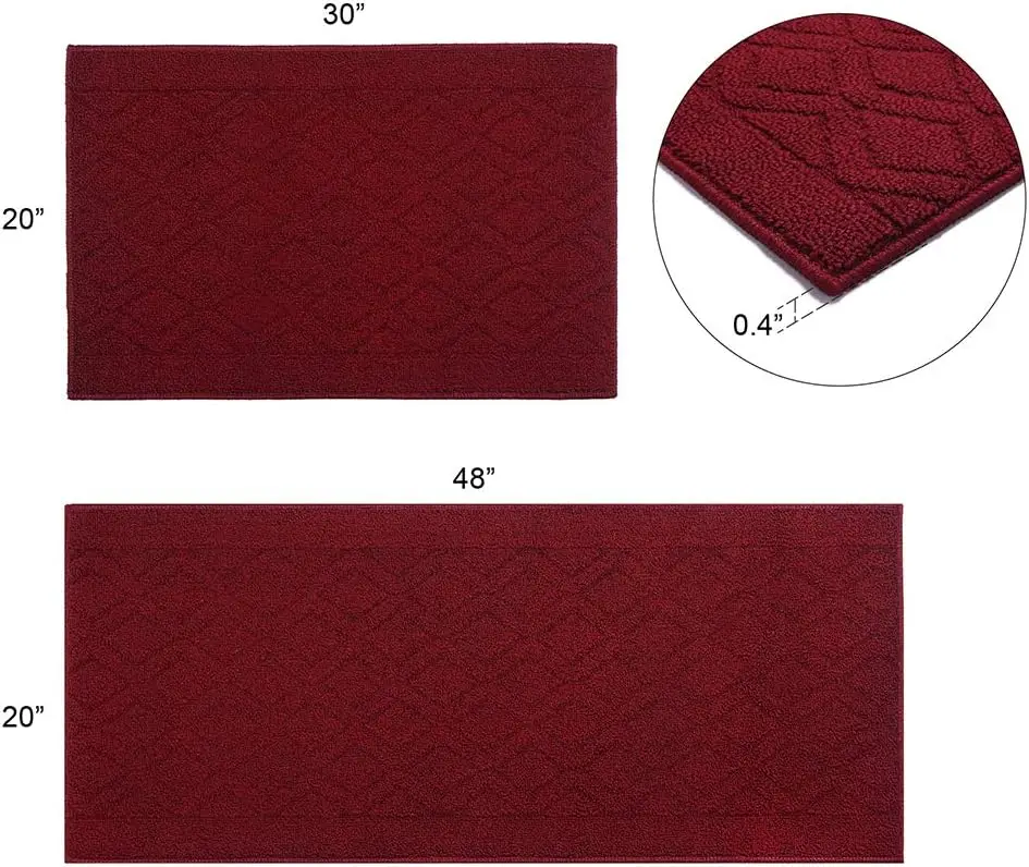 48x20 Inch/30X20 Inch Kitchen Rug Mats Made of Polypropylene 2 pack Soft Kitchen Mat Specialized in Anti Slippery