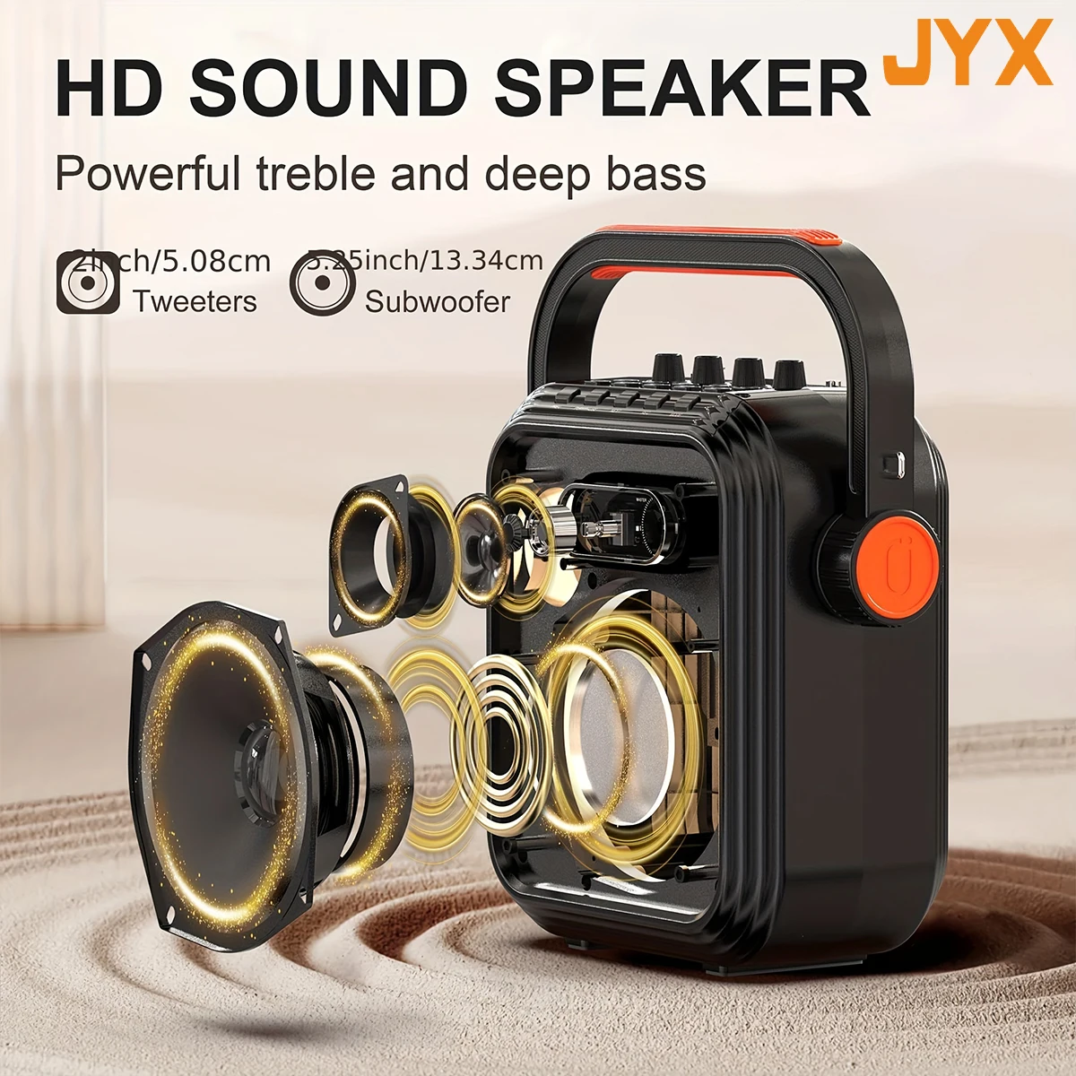 Portable Karaoke Speaker with Bt, Usb, Tf Card, Fm, Recording, with Reverb Function Led Karaoke Machine with Two Wireless Microphone Supports Bt/Usb/Aux/Tf Port Portable Bluetooth Speaker Adjustment Pa System