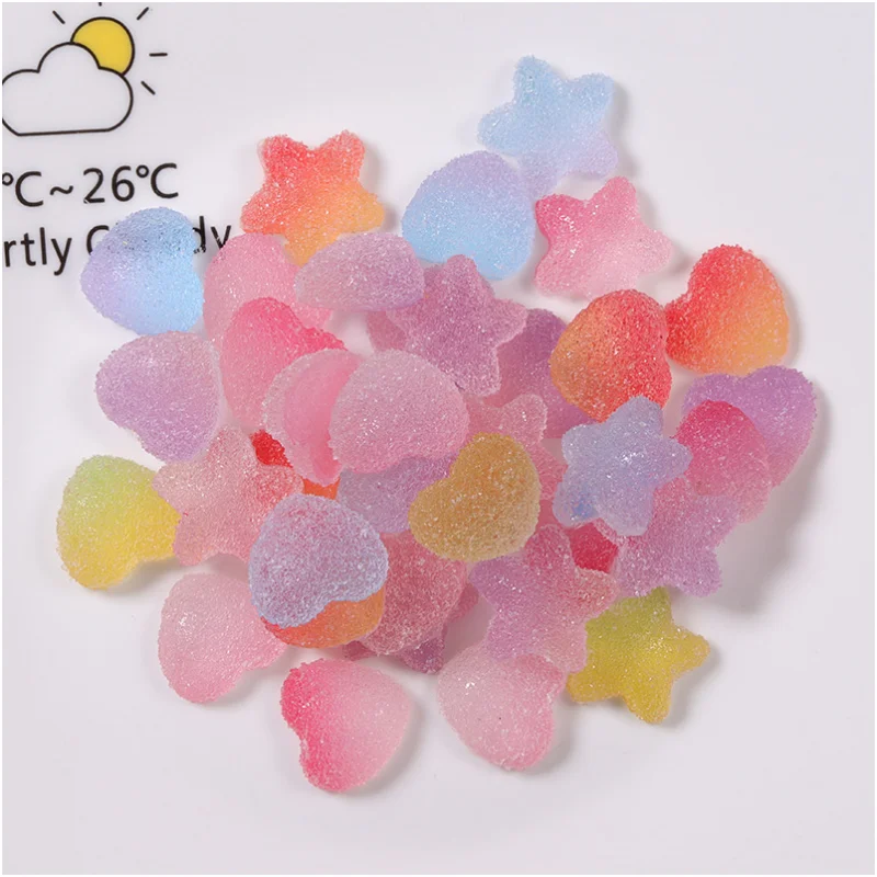 10pcs Sugar Love/Bear/Stars Nail Art Decorations 3D Kawaii Gradient Gummy Bear Nail Charms DIY Manicure Nails Design Accessories