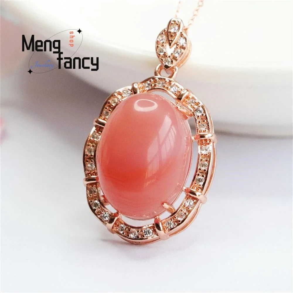 

S925 Silver Natural Salt Source Agate Dove Egg Pendant Simple Elegant High-grade Fine Jewelry Exquisite Fashion Holiday Gifts