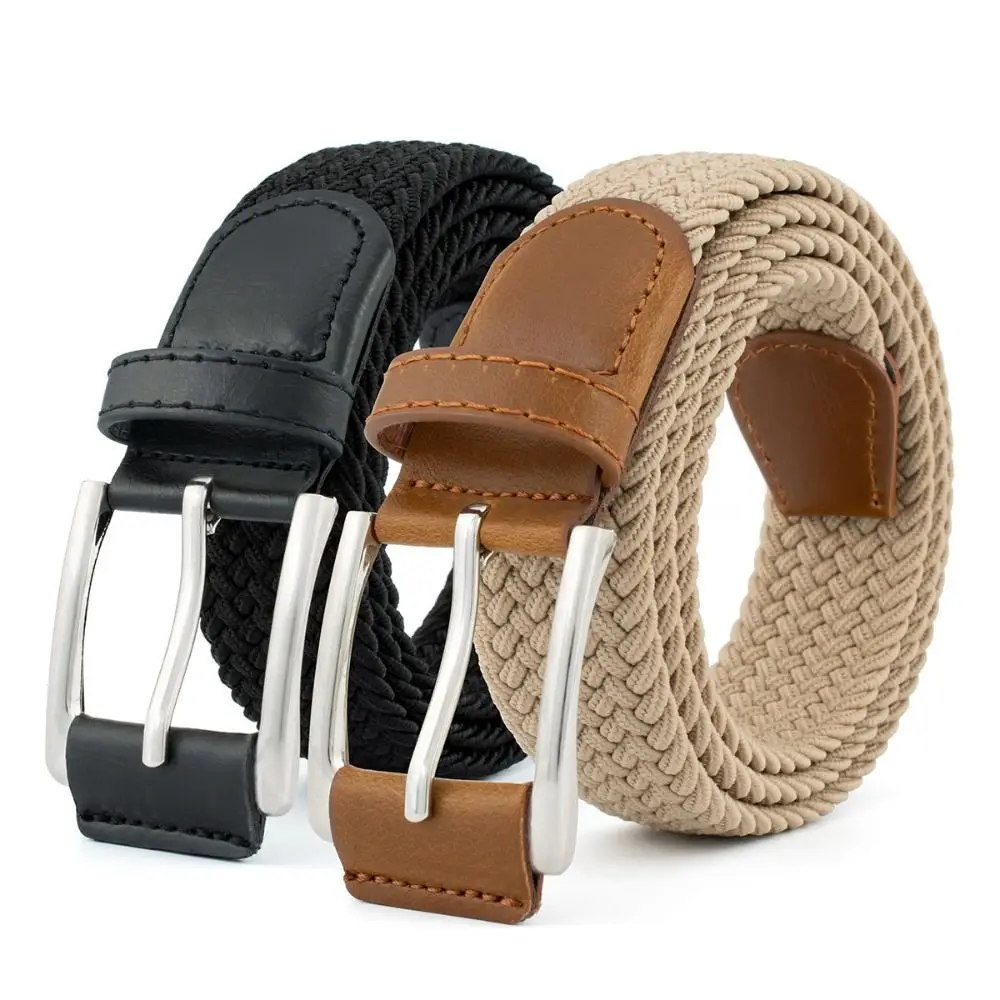 หรูหราหนังไนลอนทอเข็มขัดเข็มขัดโลหะหัวเข็มขัดเข็มขัดผู้ชายปรับกางเกงยีนส์ Girdle เข็มขัดเอวถักชาย