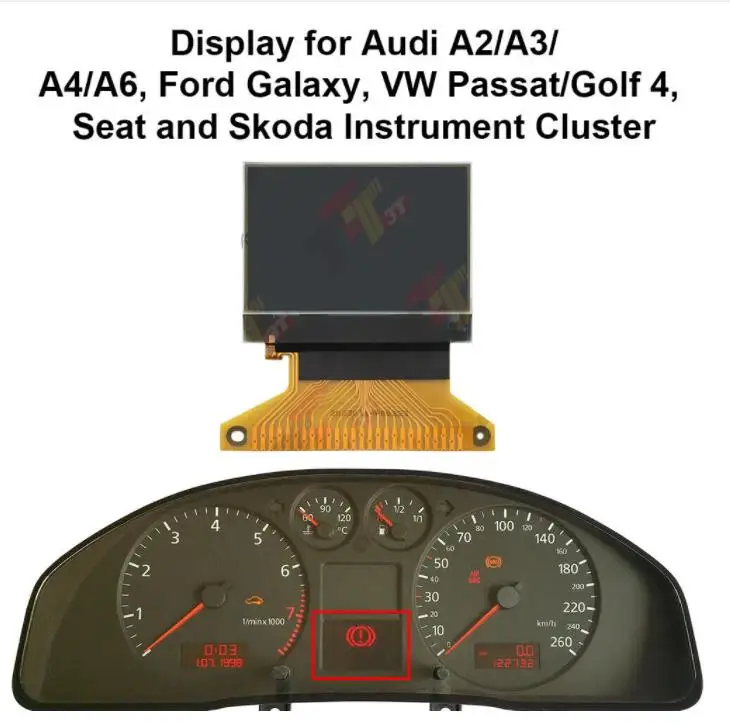 Pantalla LCD para salpicadero de coche, instrumento de asiento para Audi A2/A3/A4/A6, Ford Galaxy, VW Passat/Golf 4