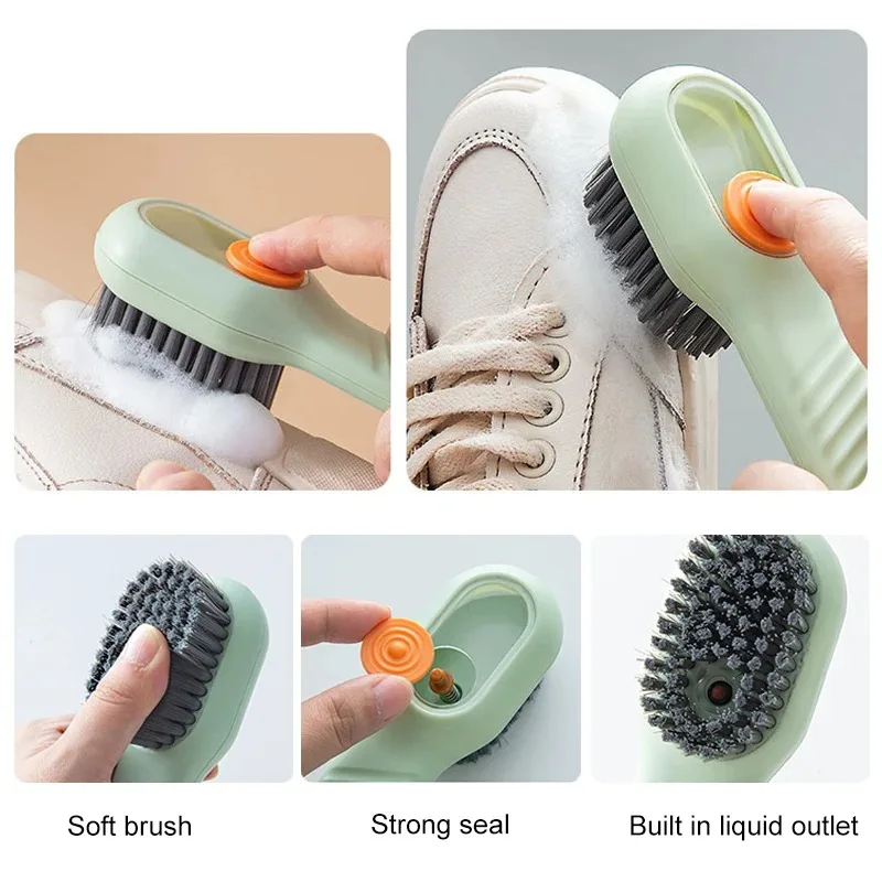 Multifunction Cleaning Brush Shoe Brush Soft-bristled Liquid Brush Long Handle Clothes Brush Hoousehold Cleaning Tool 1Pcs