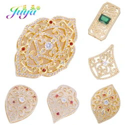 Juya 18K Gold Plated Pearls Jewelry Making Mountings Micro Pave Zircon Decorative Floating Flower Fastener Connector Accessories