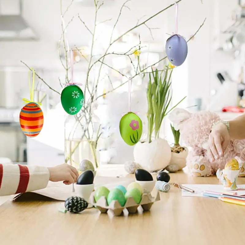 Easter Small Eggs 12X Colorful Toy Eggs Easter Egg Decoration Reusable Spring Holiday Scene Props Seasonal Table Eggs Decors For