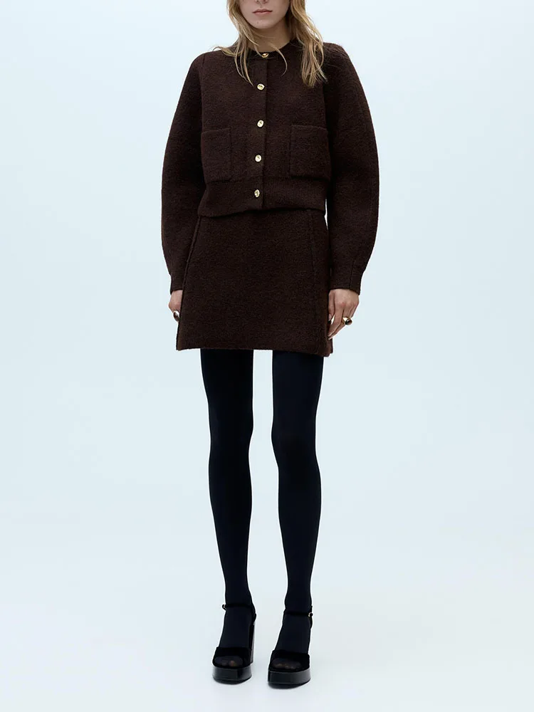 

Новое весеннее поступление, женский комплект длинной трикотажной юбки-джата Sve, круглый нержавеющий модный комплект из двух предметов, 2025 г.