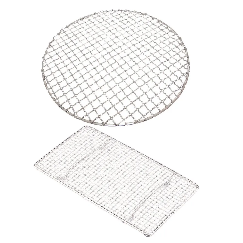 

2pcs Barbecue Mesh Stainless Steel Non-Stick High Temp Resistant Grill Rack For Outdoor Camping Bbq Vegetables Meat Fish Kebabs