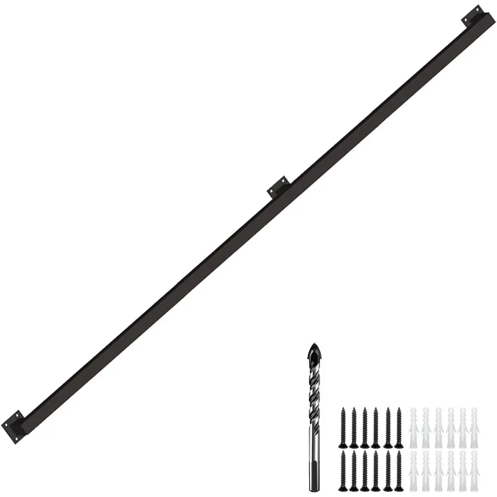 Industrial Iron Hand Railing, Wall Support Handle, Non-Slip & Rust-Resistant for Indoor Stairs and Outdoor Decks