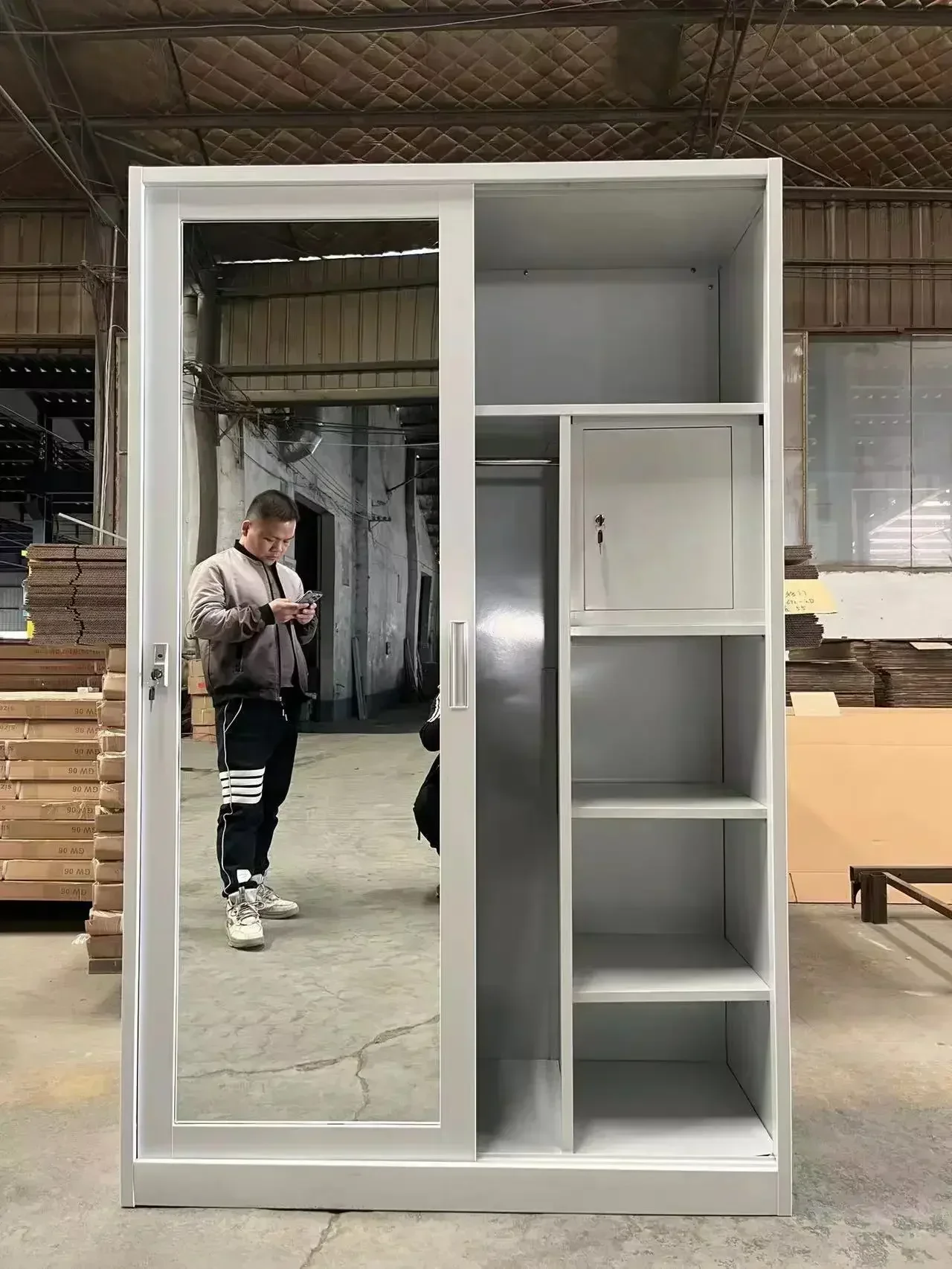 Bedroom Wardrobe Metal Storage Cabinet Closet Clothes Organizer Simple Pure White Wardrobes Unit Almari Home Furniture
