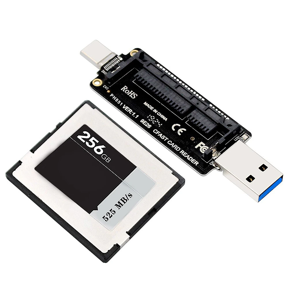 

PH851 Устройство чтения карт CFAST USB3.1 Type-C Портативная карта памяти CFast 10 Гбит/с Поддержка 2 ТБ для ноутбука, планшета, ноутбука