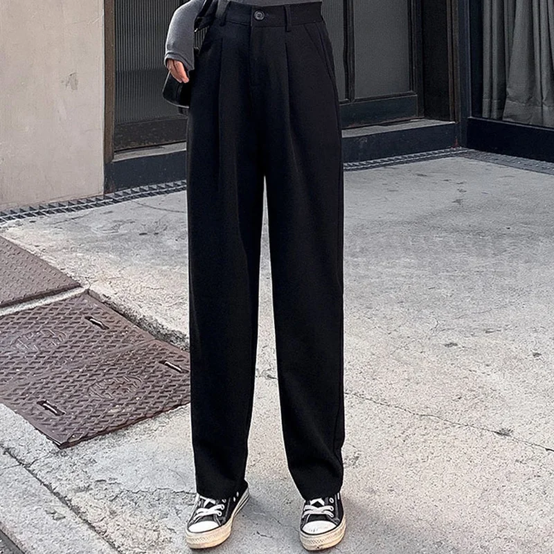 2024 Women New Autumn Solid Loose High Waist Pants Spring Office Lady Elegant Suit Pant Classic Korean Long Trousers Female Pop