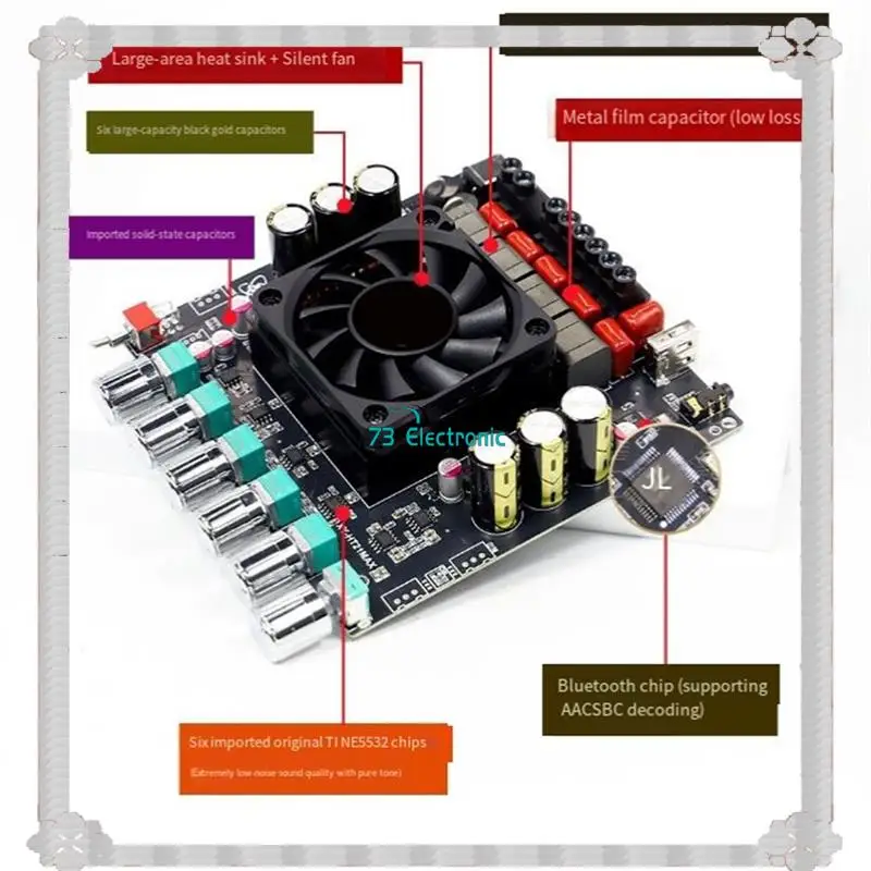 24-Hour Delivery HT21MAX Speaker Board 200Wx2+ 400W 2.1 Channel High-Power Bluetooth Digital Sound Amplifier Board Subwoofer TPA