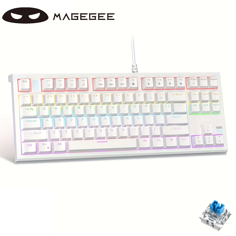 MageGee 75% Mechanical Gaming Keyboard, SKY87 Backlit Keyboard, 87 Keys Compact TKL Wired Computer Keyboard for Windows Laptop P