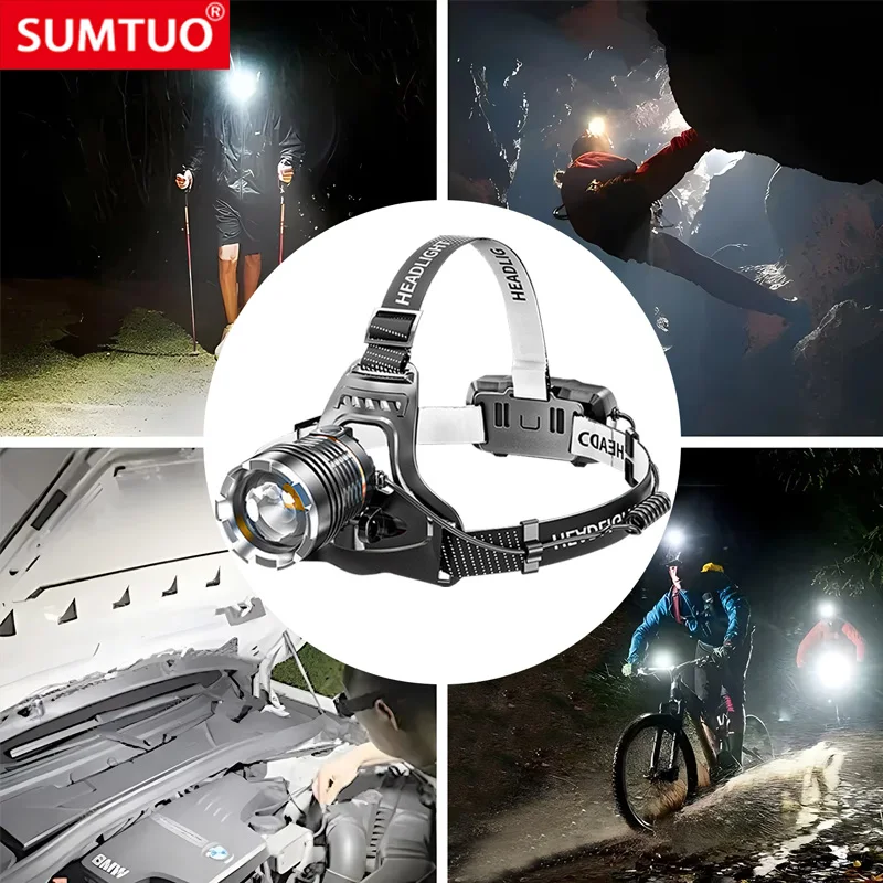 

XHP90.2 Super Powerful Headlamp Rechargeable Head Flashlight High Power Head Lamp 1000Meters Headlight 2*18650 Fishing Lantern